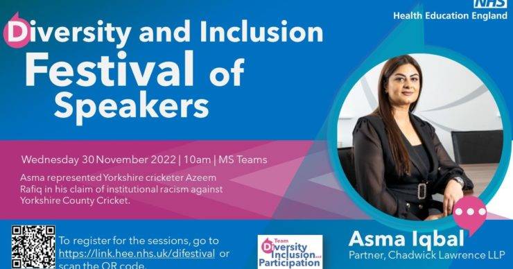 ASMA IQBAL INVITED TO SPEAK AT THE DIVERSITY AND INCLUSION FESTIVAL OF SPEAKERS